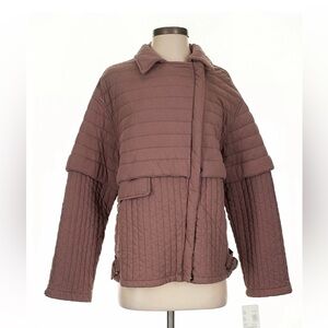 NWT Quilted Mauve Puffer Jacket with Collar